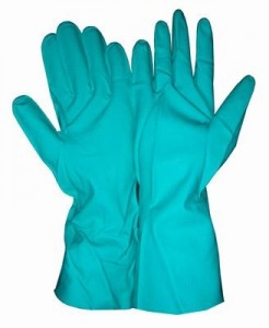 Găng tay cao su chống dầu màu xanh